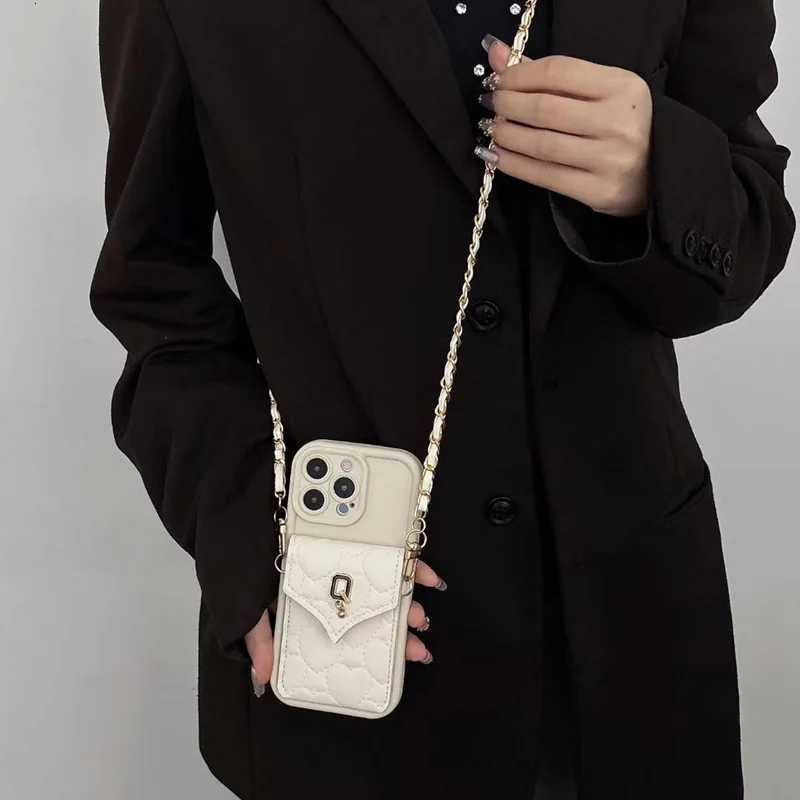 Heart Quilted Chain Wallet Phone Case for A5X A3X A3 A5 Pro Reno 10 11 12 13 14 Pro 14F 13F 12F 11F 2F Card Holder & Crossbody StrapT260305