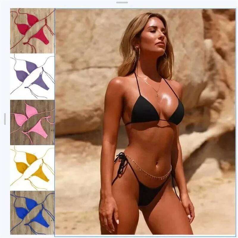 2025 Sexy Bikinis Set Female Bandage Swimsuit Women Two Piece Bikini Swimwears Pink Strappy Beachwear Bathing Suit Low Waist Y260303
