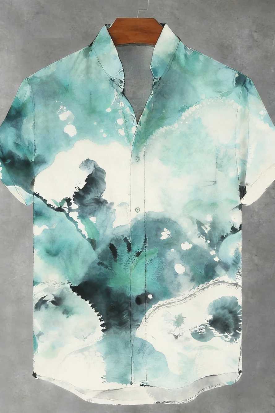 2026 Mens New Natural Tiger Phoenix Pattern 3D Printed Linen Casual Shirt Hawaiian Outdoor Activity Short-sleeved Clothing Men M260305