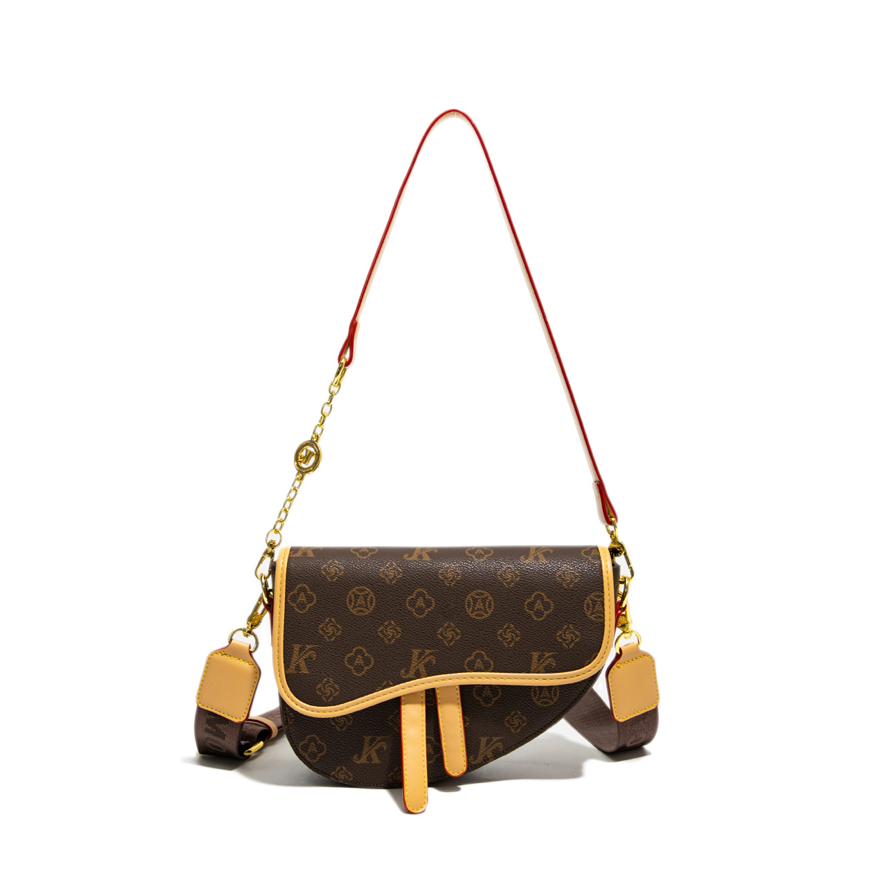 New luxury handbag, fashionable printed square bag, lightweight luxury saddle bag, vintage classic shoulder crossbody bag, high-end tote underarm bag,