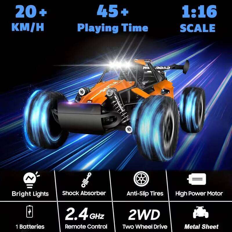 DK087 Off-Road All Terrain Truck 20KM/H 2WD Remote Control Car 1:16 Metal Shell LED Headlights Hobby RC Vehicle Toy Gifts Z260304