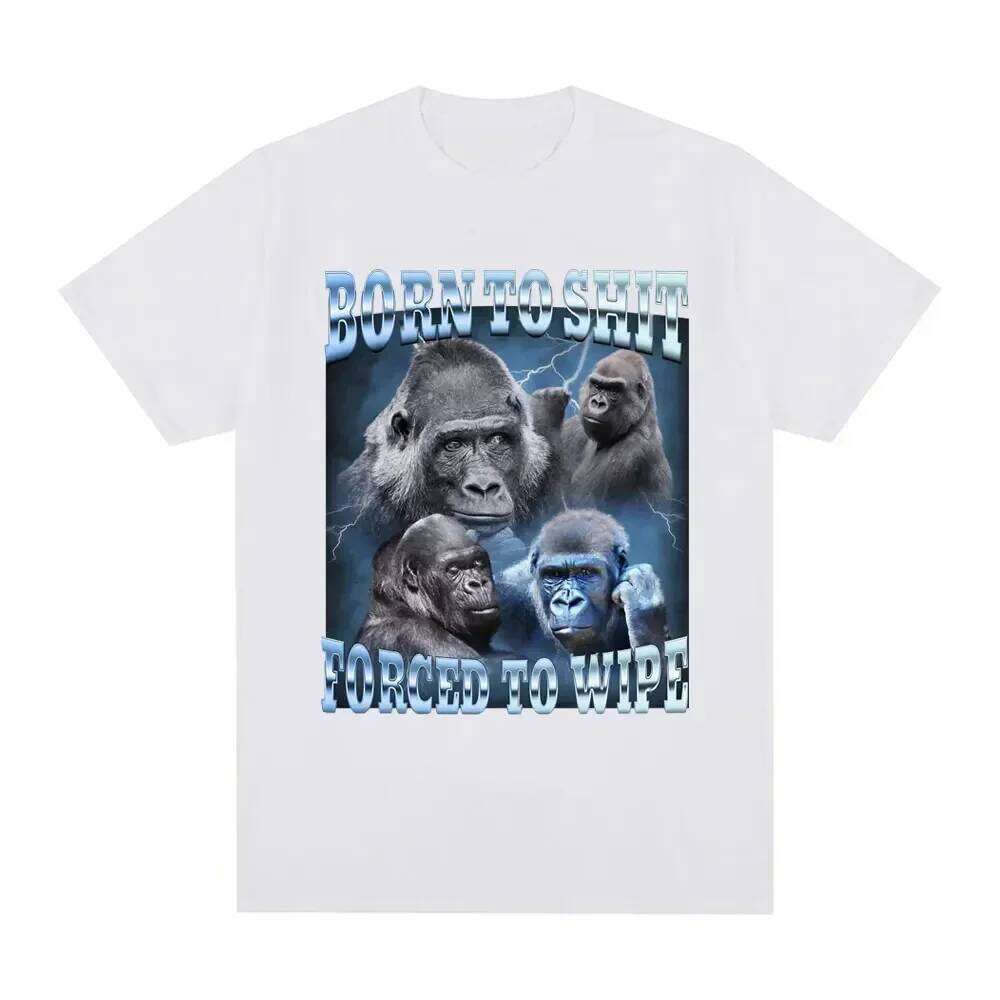 Anime Born Shit Forced To Wipe Funny Gorilla Graphic T Shirt Fashion Short Sleeve T-shirt Women Casual T-shirts H260304 - view 3