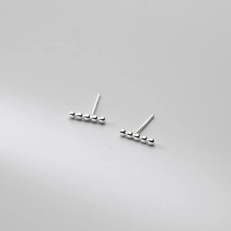 La Monada Womens Earrings Silver 925 Ear Piercing Glossy Simple Cute Small Beads Stick Silver Stud Earrings Girl Student 260303