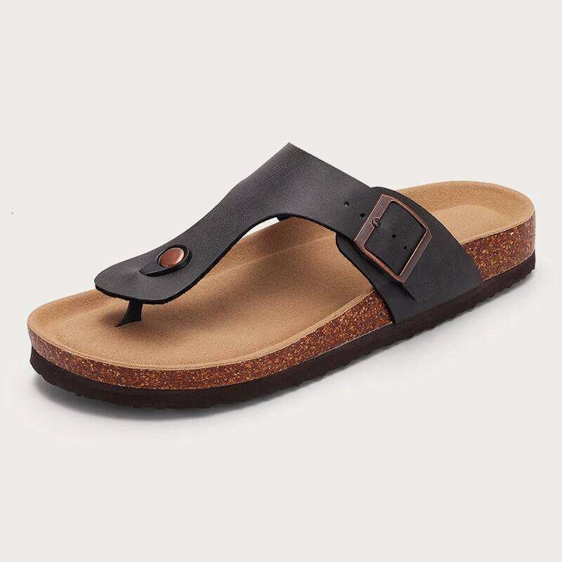 Kidmi Men Clogs Summer Men's Sandal Cork Clog Slippers Unisex Mules Outdoor Platform Antiskid House Sandals With Buckle