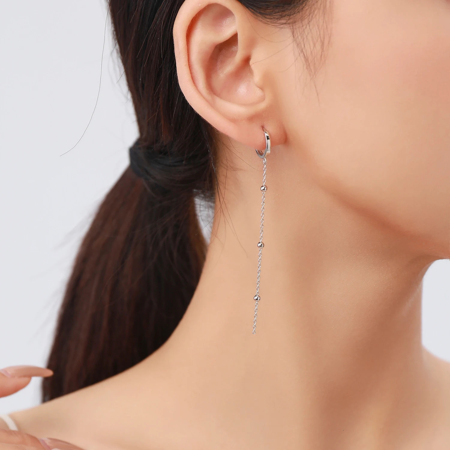 Modian Exquisite Fashion Swing Long Tassel Drop Earring Real 925 Sterling Silver Charm Chain Dangle Earrings For Women Jewelry 260303