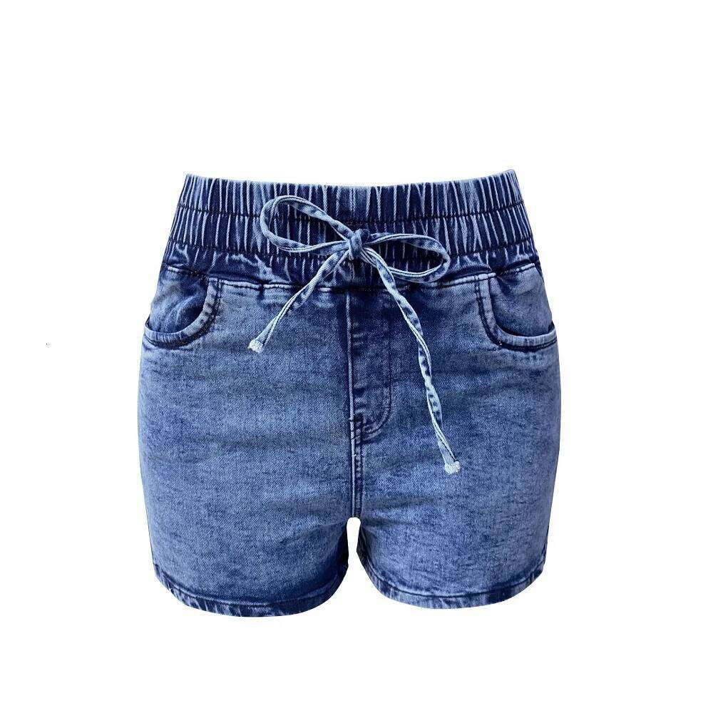 Women Summer Denim Shorts Ladies Elastic Waist Bandage Jeans Skinny Short Pants Feminina XJ260305