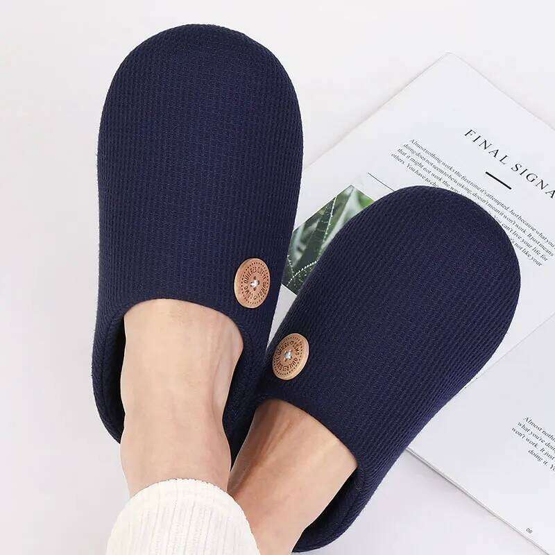 Kidmi Winter Indoor Classic Men Flat Soft Antiskid House Casual Bedroom Slippers
