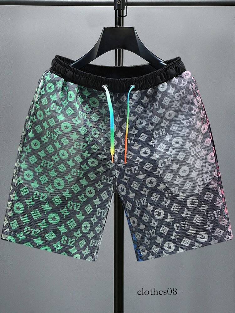 Ice Silk orts Men's Summer New Sle Couple Thin Loose Large Size Mid-Pants Qui Dry Trendy Beach Five-Quarter Pants