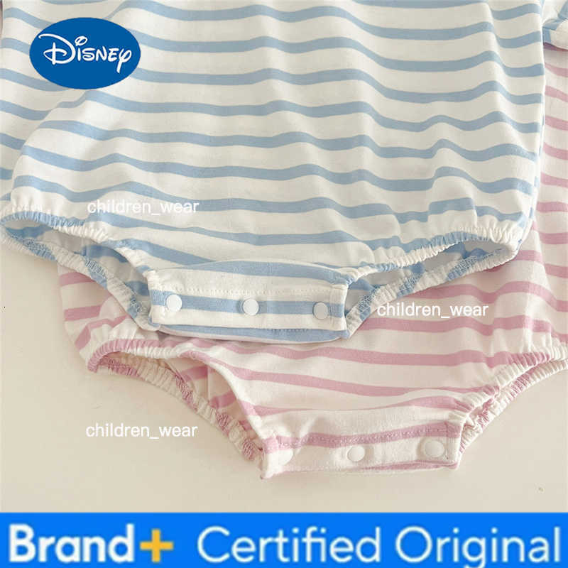 Disney Summer Striped Navy Collar Cartoon Bodysuits Mickey Mouse Donald Daisy Duck Toddler Cotton Rompers Outfits for Girl Boy H260305
