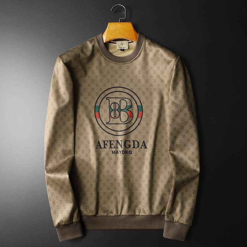 Autumn New Men's Round Neck Trendy Long Sleeve Sweatshirt Plus Size Printed Casual Top Base Layer Trend Luanyun