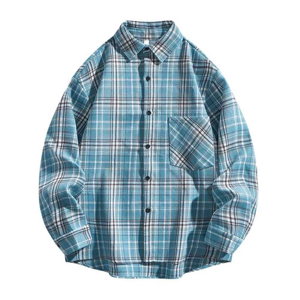 Mens Long-Sleeved Collared Check Shirt Spring/Autumn New Arrival Single-Breasted Design Trendy Jacket Fashionable Menswear M260305