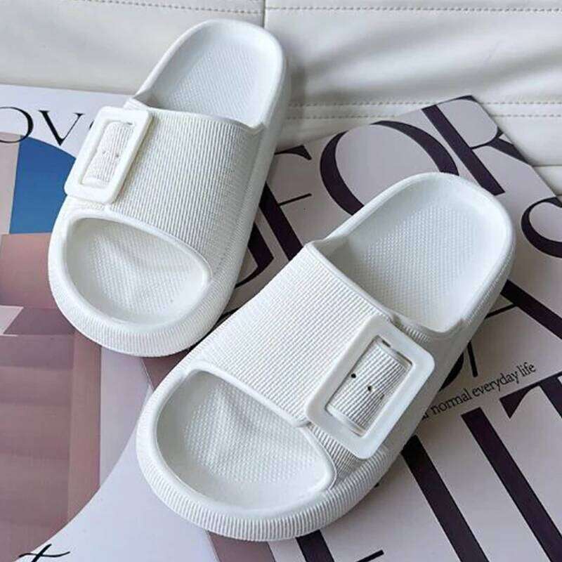 Kidmi Women's Summer Home New Thick-soled Single-Buckle Comfortable Bathroom Sole Couple EVA Slippers