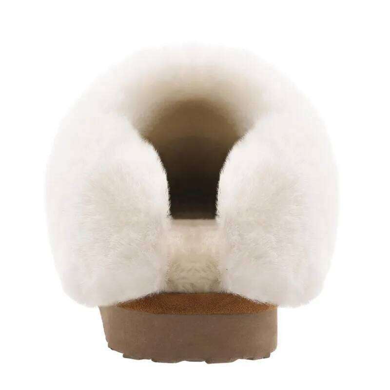 Kidmi Suede Plush House For Women Winter Fluffy Faux Fur Collar Soft Slippers High-density Memory Foam Indoor Shoes