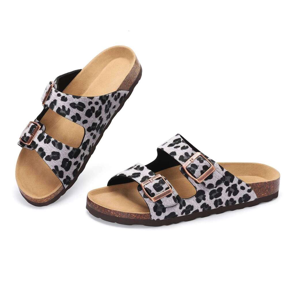 Kidmi New Women's House Sandals Cork Sole Womens Suede Soft Comfortable Mules Clogs Non-slip Beach Slippers