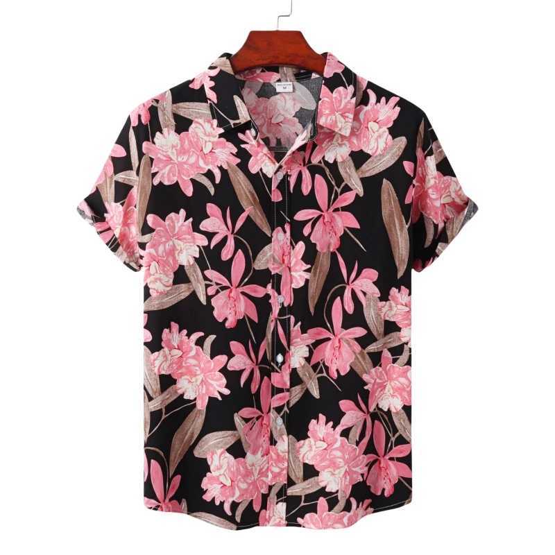 Mens Shirt Short SLeeve Shirts Man Fashion Clothing Blouses Social T-shirts Free Shipping HAWaiian Cotton Oversize M260305
