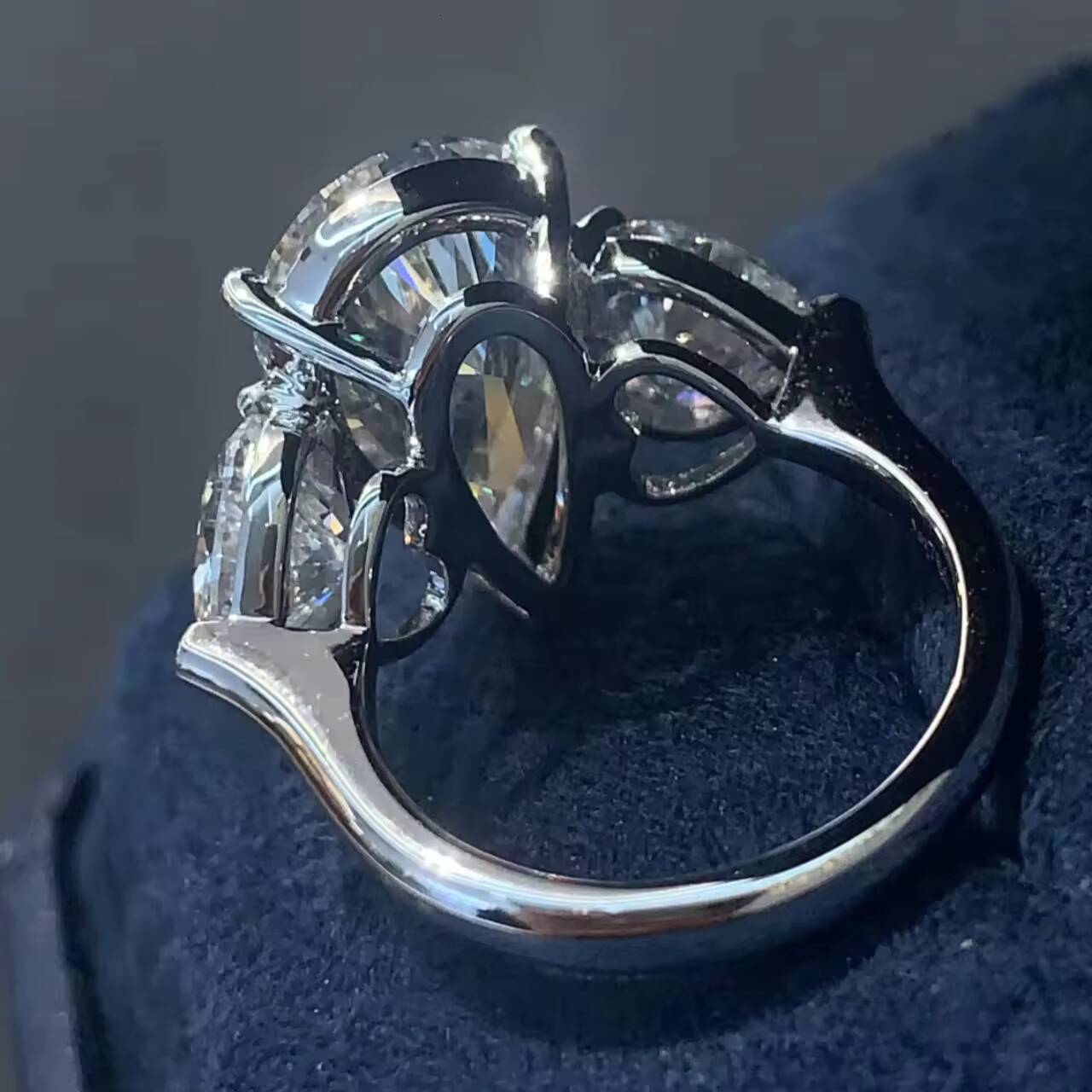 18K Gold Water Drops Engagement Ring Bands - Lab Grown Diamond Wedding Ring With CZ Diamond
