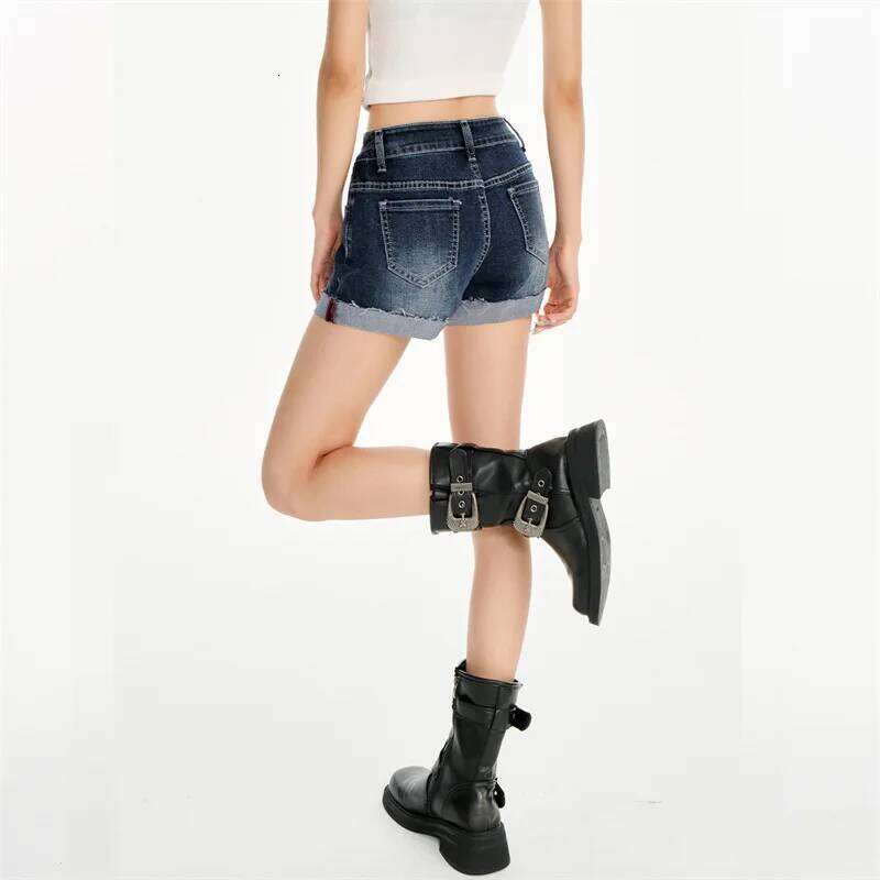 Summer New Fashion Flip The Edge Design High-waist Denim Shorts.Women's Korean Version Stretch Hip-lifting Casual Short Jeans XJ260305