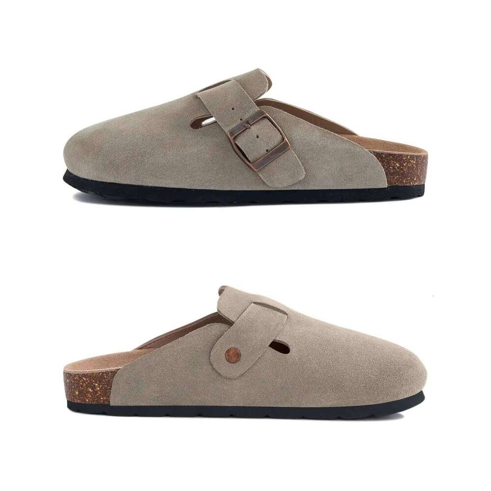 Kidmi Classic Womens Cork Footbed Suede Slippers Arch Support Potato with Adjustable Buckle Summer Clogs Women Shoes