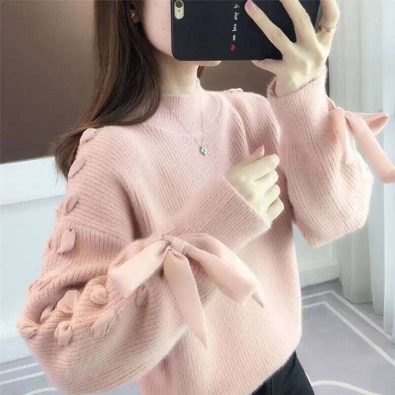 2024 New Turtleneck Sweater Autumn Winter Knitted Pullovers Women Sweaters Casual Loose Long Sleeve Female Jumper XJ260305