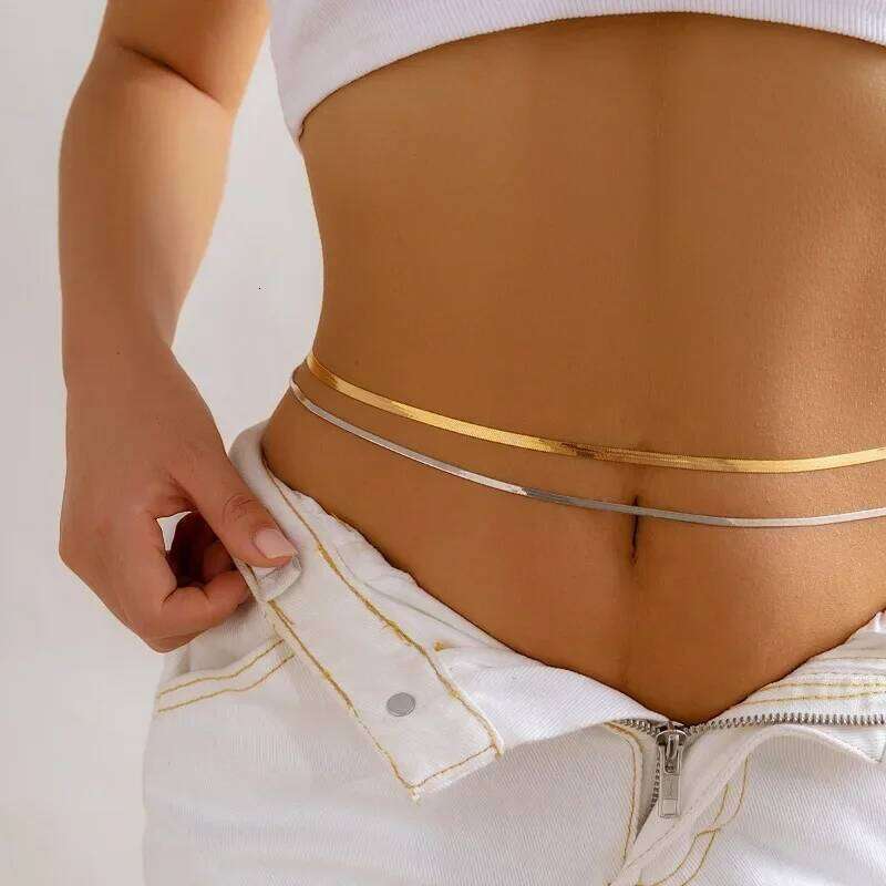 Double Triple Layer Snake Bone Chain for Women Girls Punk Gold Silver Color Belly Waist Chains Jewelry Party Gifts S260304