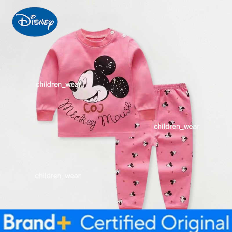 Disney 0-4 Age Baby Underwear Suit Printed Cartoon Cute Minnie Girls Long Sleeved Set Pajamas Autumn Clothing Kids Home Clothes Outfits H260305