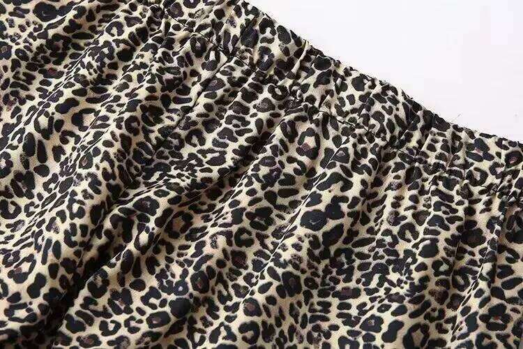 PB&ZA Women's Elastic waist Drawstring Leopard - print Shorts Summer for a Trendy and Comfortable Look XJ260305