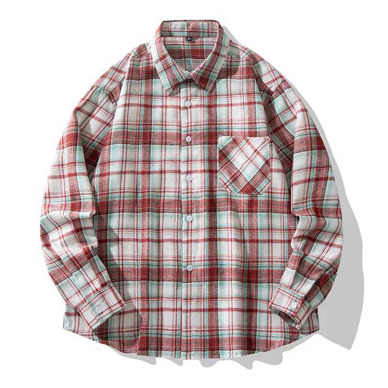 2025 New Mens Checkered Shirt Spring and Autumn Long Sleeve Slimming Shirt Korean Mens Best Selling Fashion Trend Top M260305