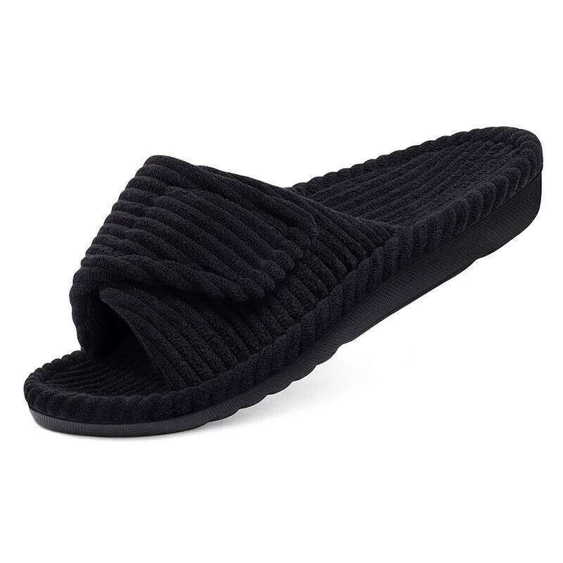 Kidmi Corduroy Bedroom Shoes with Arch Support Velcro Adjustable Women's Cotton House Slippers for Women