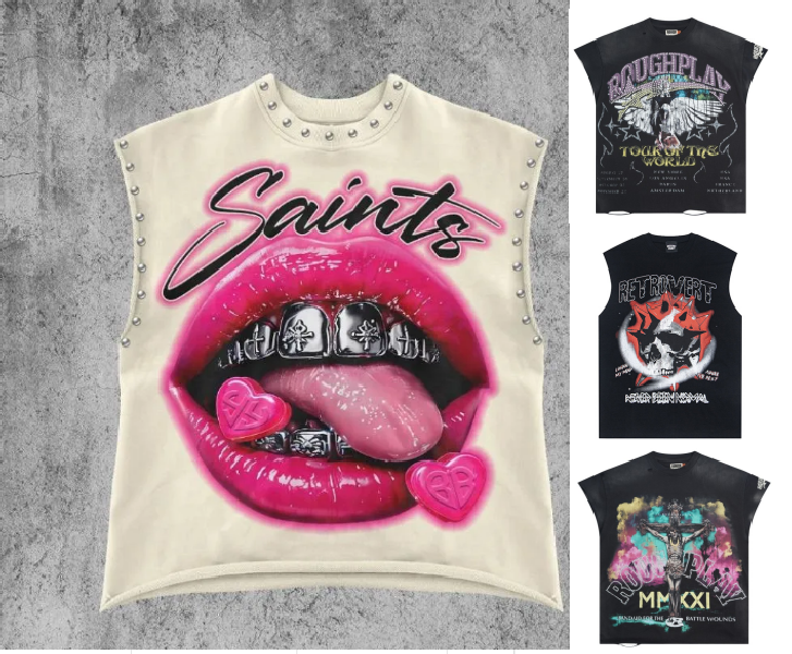 Men's T Shirts Men And Women Personality Trend Garbage Pure Cotton Sleeveless Vest Summer Street Punk Beach Style Casual Daily Basic Top