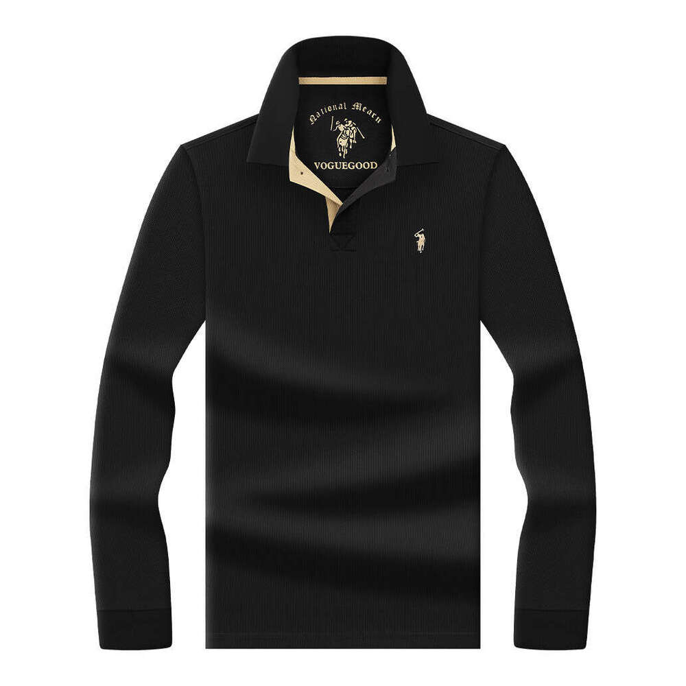 POLO Pure Cotton Embroidery Skin-Friendly Breathable Men's Spring And Autumn Turn-Down Collar High-End Clean Version Business Long Sleeve Shirt