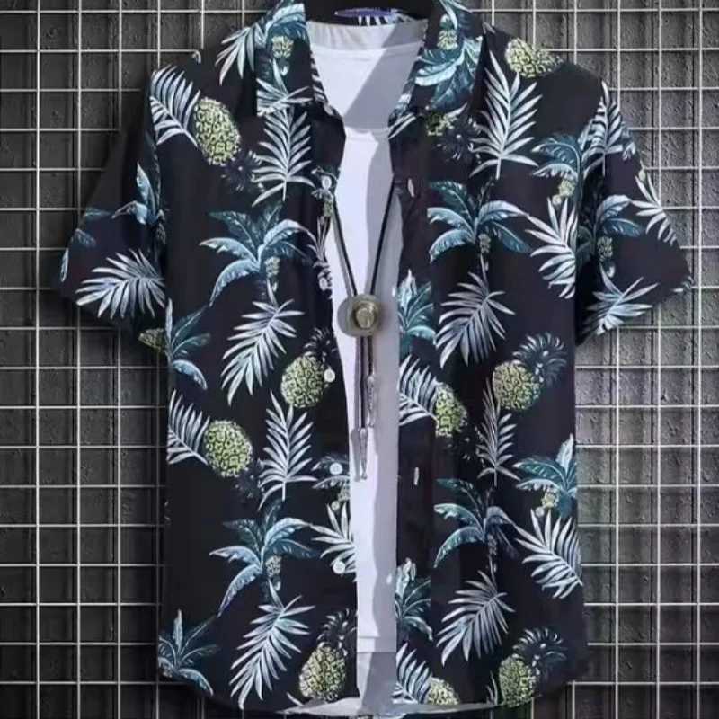 Hawaiian Short Sleeve Shirts For Men Summer Anime Style Graphic Print Cartoon Floral Oversized Original Harajuku Goth New M260305