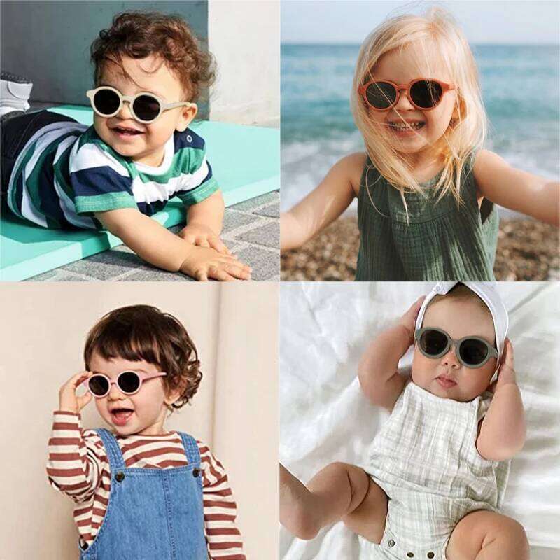 New Children Vintage Frosted Round Outdoor Sun Protection Baby Girls Acrylic UV400 Sunglasses Kids Fashion Glasses Z260305