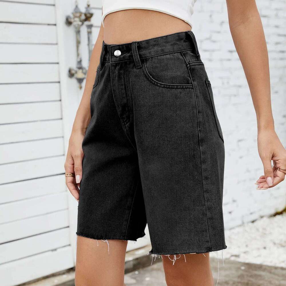 american european style summer new fashion women's washed straight loose casual trendy solid color jeans shorts female clothes XJ260305