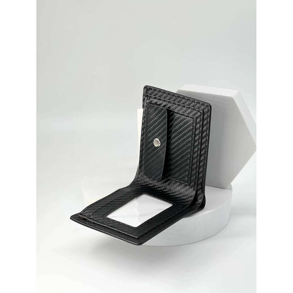 Fashion Trend New Business Casual Students Simple Men's Short Carbon Fiber with Card Slot Wallet C260304