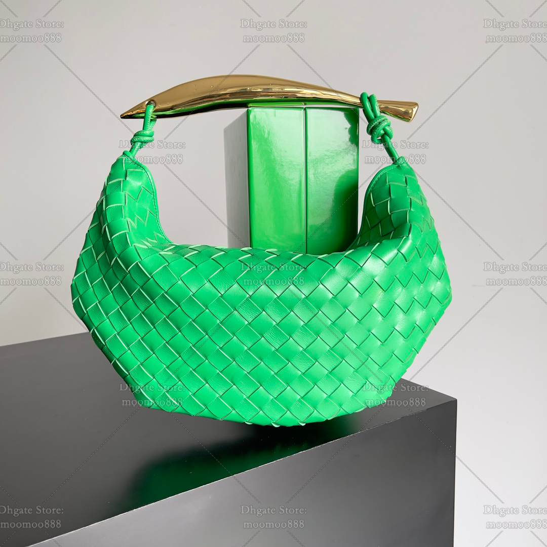 12A All- New Mirror Quality Designer Classic Sardine Bags 33cm for Women Lambskin Clutch Bag Luxury Intrecciato Leather Handbags Metallic Top Handle Green Purse