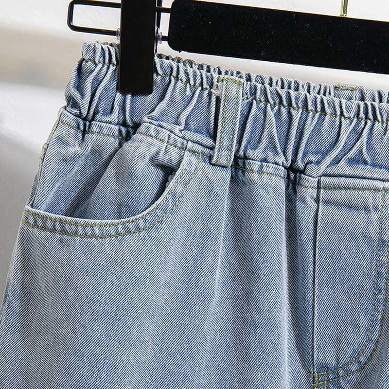 Bermuda Denim For Women 2024 Summer New Arrivals High Waisted Big Stretch Burrs Blue Color Loose Jeans Shorts Hot Sale XJ260305