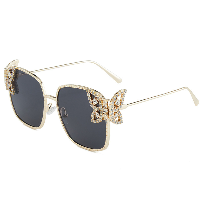 2026 New Designer Luxury Brand Box Women's Luxury Diamond Inlaid Sunglasses Butterfly Metal Frame Exquisite Sunglasses Fashion Glasses Non Prescr