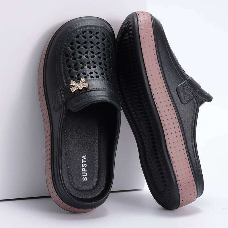 Kidmi New Flat Closed-toe EVA Round Head Clogs Beach Slippers Thick Soles Casual Slides Fitted Women Men