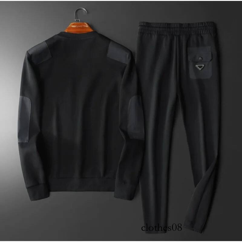 Minglu Auutmn Winter Sport Casual Male Sets Luxury Splicing Round Collar Men's Sweatshirts Elastic Waistband Man Sweatpants