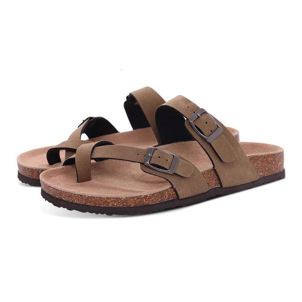 Kidmi Summer Women Cork Footbed Slides Outdoor Casual Flip-flops Vacation Beach Sandals With Adjustable Buckle