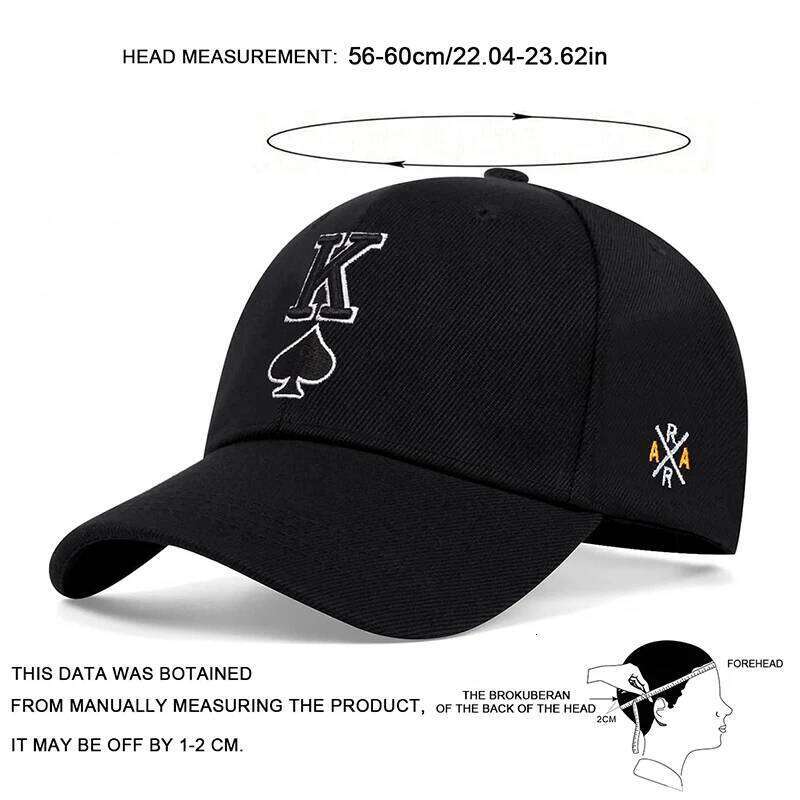 Unisex Spades K Embroidery Baseball Caps Outdoor Adjustable Spring and Autumn Casual Sunscreen Hat Y260304
