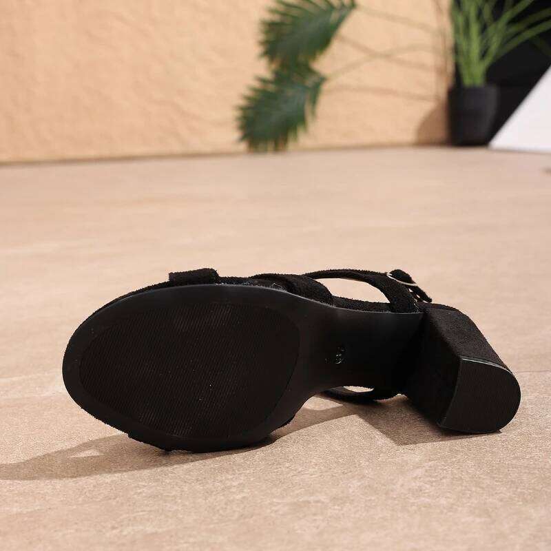 2025 New Women's One-Strap Buckle High Heel Sandals, Outdoor Toe-Exposing Anti-Slip Casual Flats