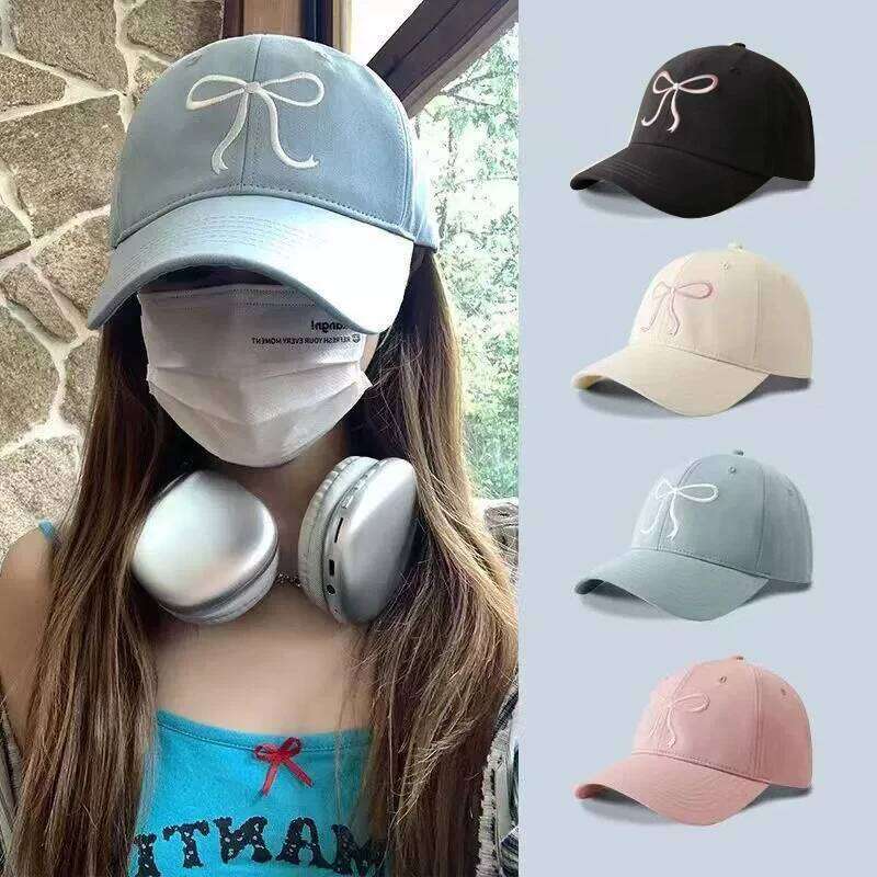 Sweet Bowknot Baseball Cotton Adjustable Snapback Spring Autumn Embroidery Women's Cap Outdoor Casual Sun Visors Hat Y260304