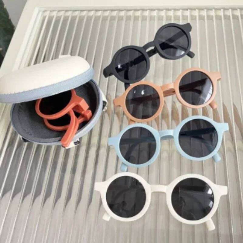 Foldable Kids Sunglasses Girls Boys Cute Round Sun Glasses Children Street Beat Eyeglasses Baby Shades Eyewears UV Protection Z260304