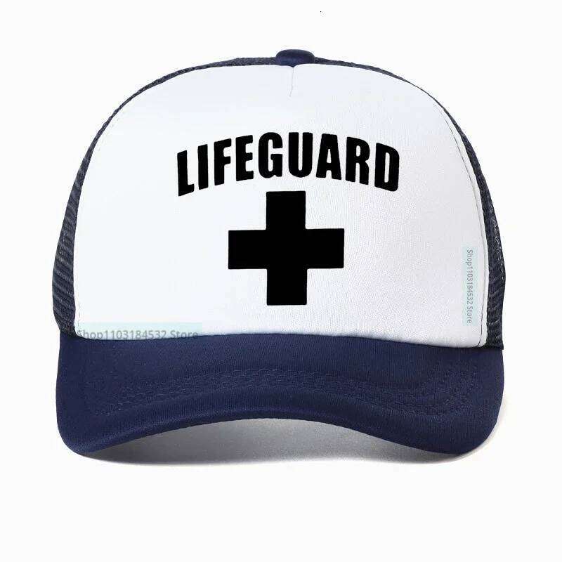 Funny Lifeguard Men hat high quality Red Lifeguarding Unisex Baseball Cap Adjustable Mesh Breathable Trucker hats Casquette Y260304