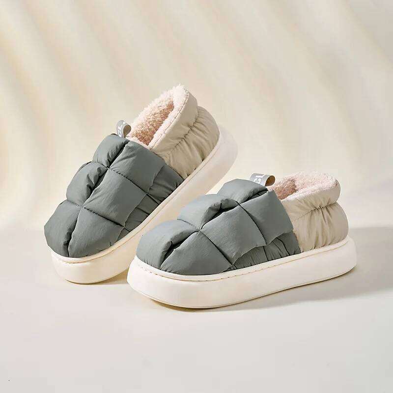 Kidmi Winter Fur Women Fashion Outdoor Waterproof House For Men With Padded Shoes Indoor Fluffy Cotton Slippers