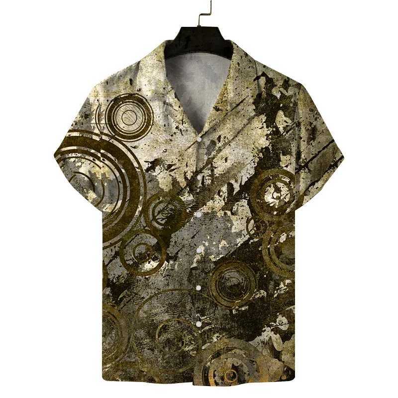 Summer Mens Casual Printed Floral Short Sleeved Cardigan Hawaiian Cuban Collar Shirt for Men M260305