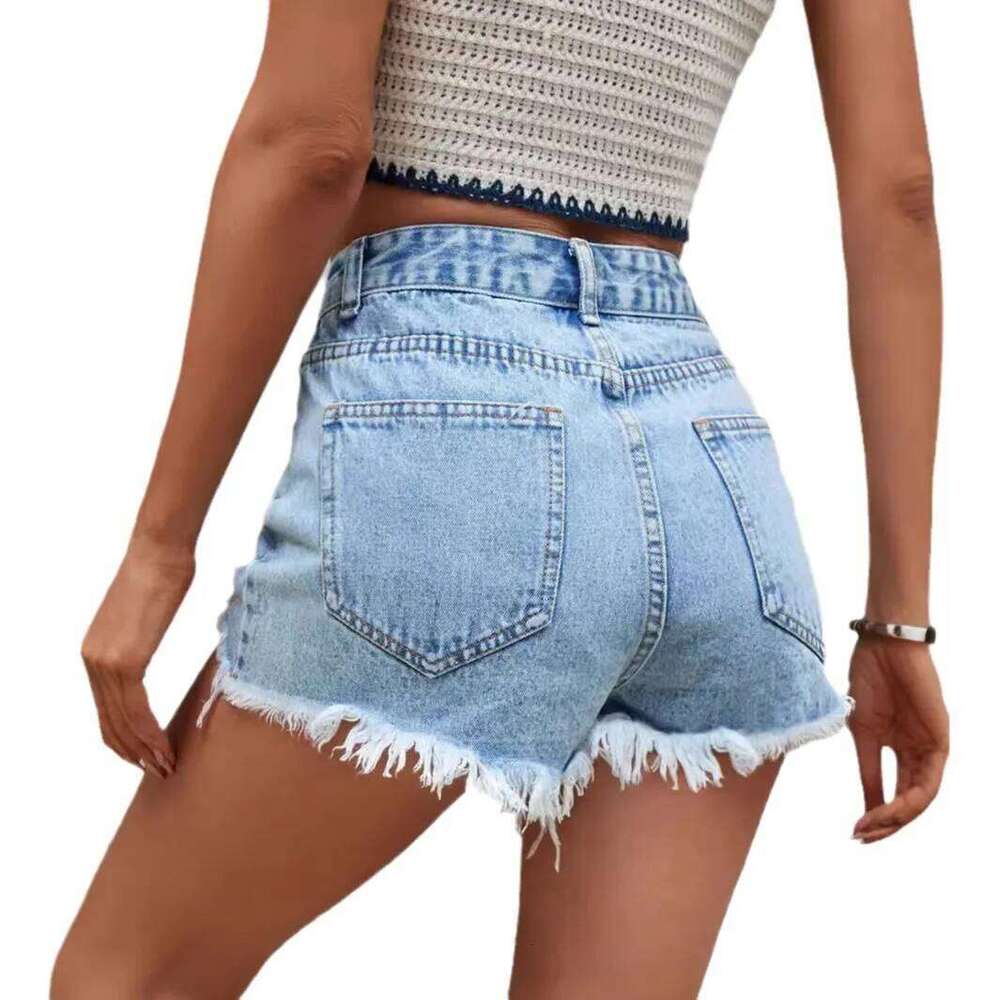 European American Trendy and Personality Ripped Denim Shorts. New Summer Fashion Washed Loose High-waist Shorts for Women XJ260305