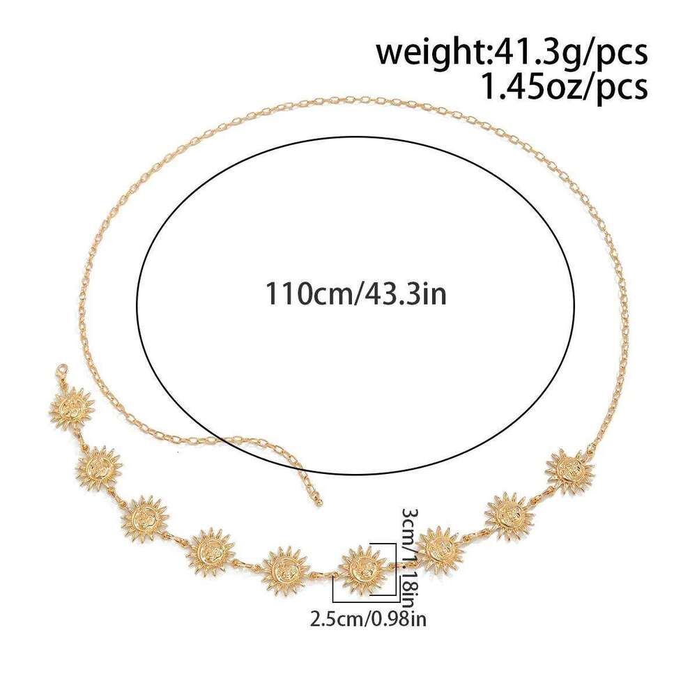 Salircon Creative Sunflower Pendant Waist for Women Summer Beach Bikini Sexy Body Chain Ladies Jewelry Accessories Gift S260304