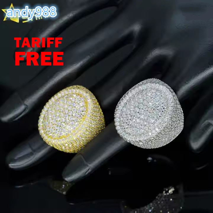 Wholesale Factory Price Moissanite Jewelry 925 Silver Iced Out Diamond Men Rings Hip Hop Moissanite Ring